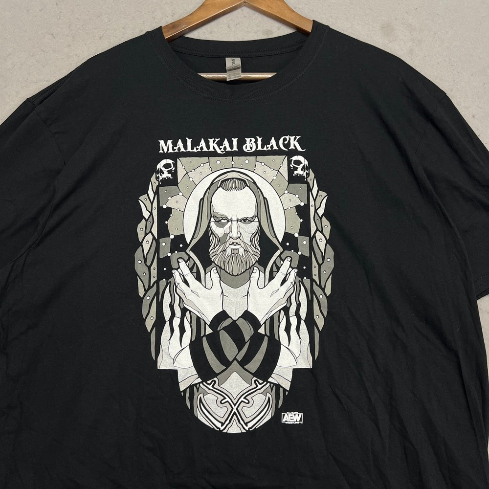 AEW All Elite Wrestling Malakai Black Graphic T-Shirt Black Mens 2XL 100% Cotton